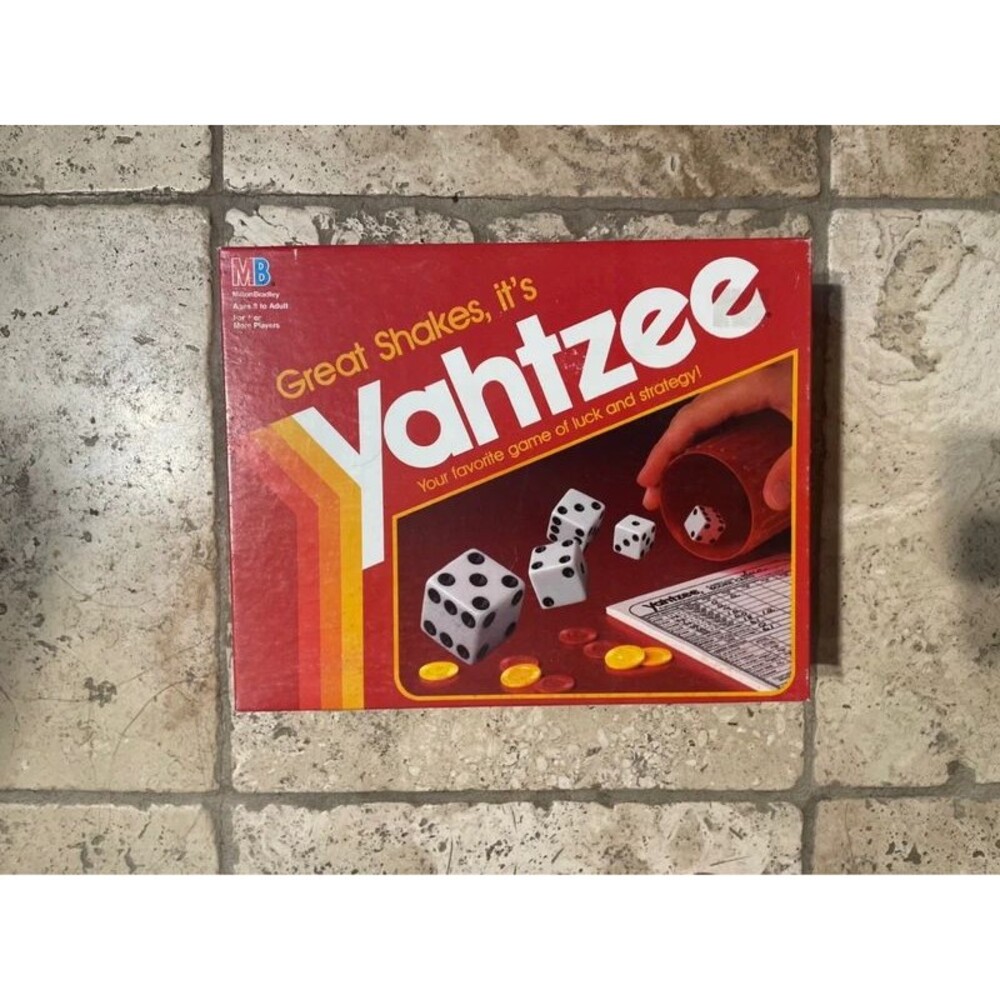 Vintage Milton Bradley Yahtzee Dice Game Red Box